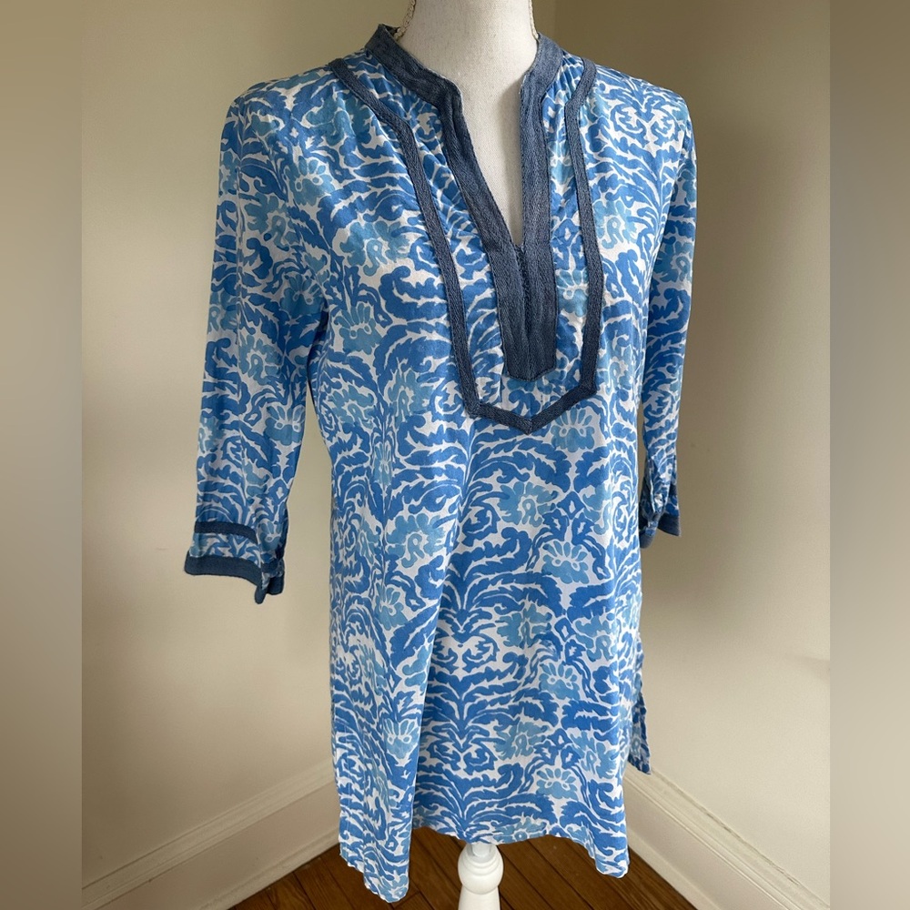 Roberta Roller Rabbit Blue Pattern Swim Coverup S… - image 1